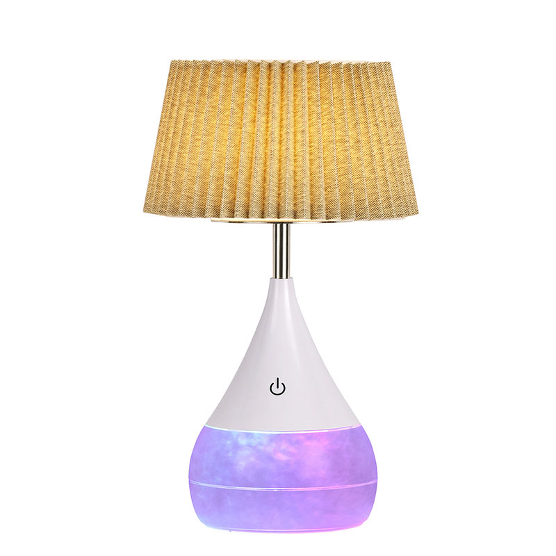 Barevné látkové stínidlo LED stolní lampa