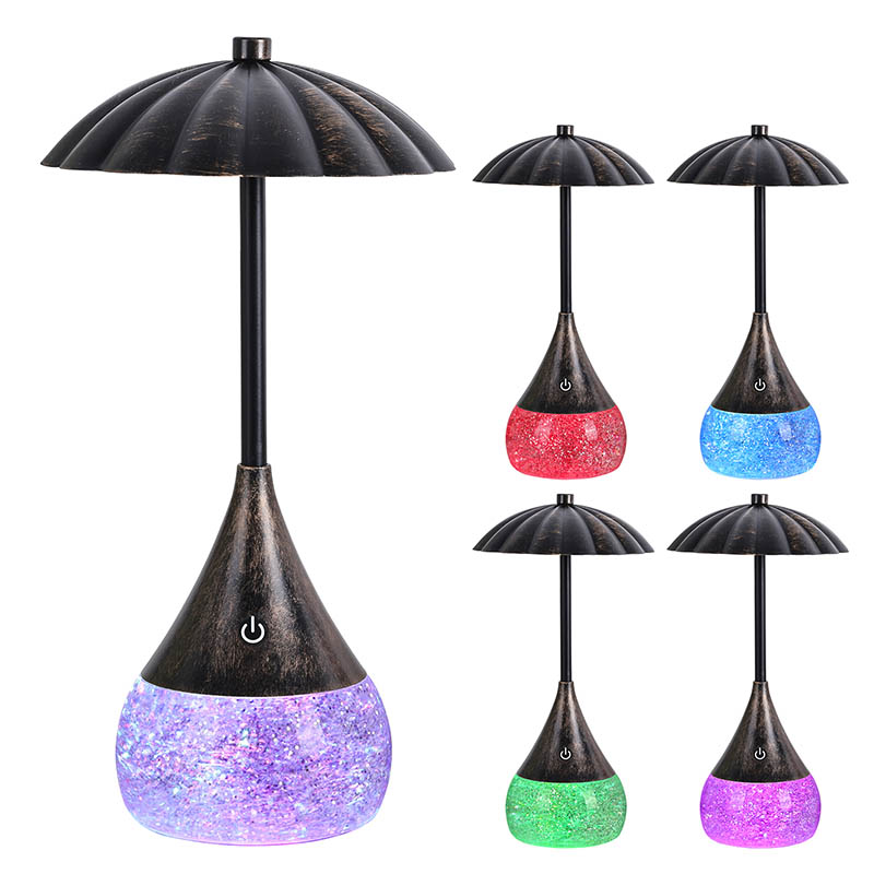 Přirozená světlo LED stolní lampa s třpytivou láhev RGB