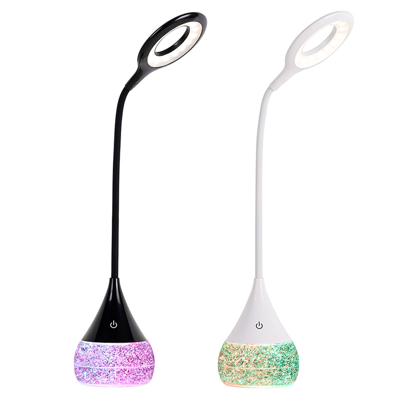 RGB Glitter Liquid Base stolní LED lampa s nastavitelným stínidlem